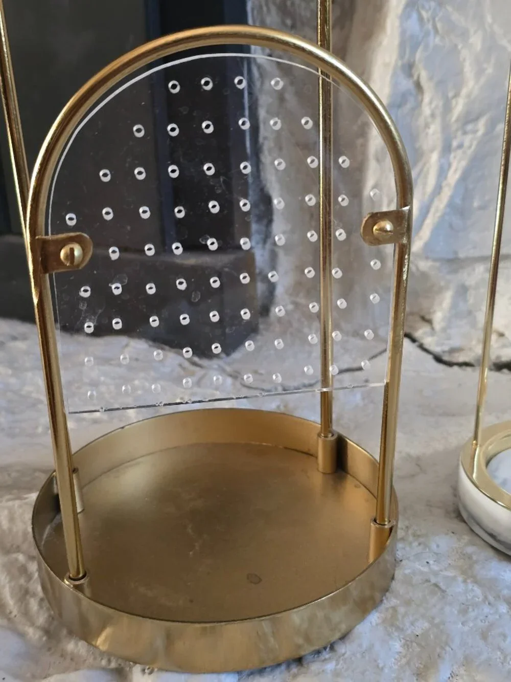 UO Home Gold-tone Jewelry Display Stands Earring Marble Base Necklace Holder set